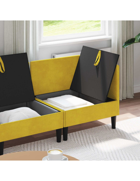 Set di mobili per il soggiorno con cuscino 4 pcs Giallo Velluto