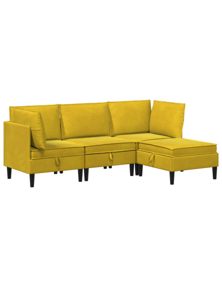 Set di mobili per il soggiorno con cuscino 4 pcs Giallo Velluto