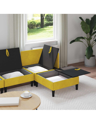 Set di mobili per il soggiorno con cuscino 4 pcs Giallo Velluto