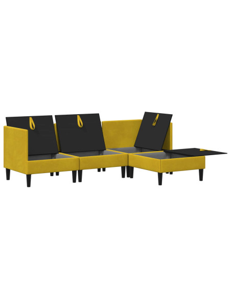 Set di mobili per il soggiorno con cuscino 4 pcs Giallo Velluto