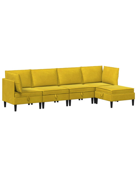 Set di mobili per il soggiorno con cuscino 5 pcs Giallo Velluto