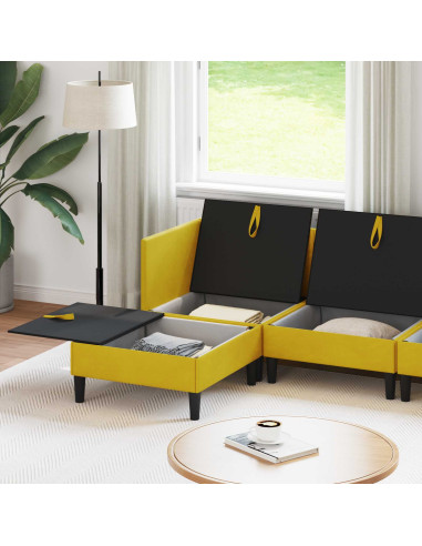 Set di mobili per il soggiorno con cuscino 5 pcs Giallo Velluto