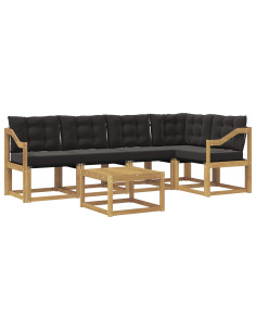 Set di divani da esterno con cuscino 6 pcs Bianco e Nero 2