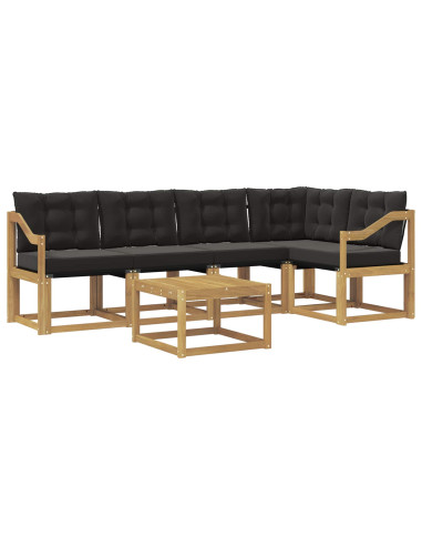 Set di divani da esterno con cuscino 6 pcs Bianco e Nero