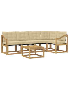 Set di divani da esterno con cuscino 6 pcs Bianco e Beige 2