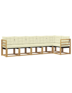Set di divani da esterno con cuscino 6 pcs Bianco e Crema 2