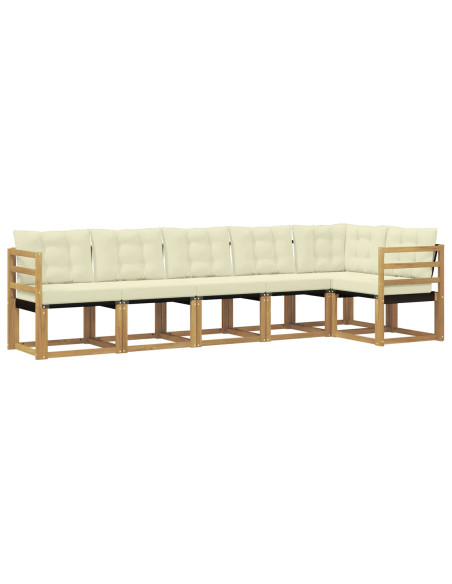 Set di divani da esterno con cuscino 6 pcs Bianco e Crema
