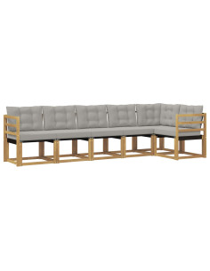 Set di divani da esterno 6 pcs Bianco e Grigio Chiaro 2