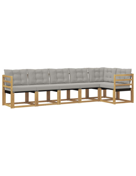 Set di divani da esterno 6 pcs Bianco e Grigio Chiaro