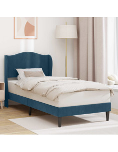 Struttura del letto con testiera Blu 80 x 200 cm Velluto