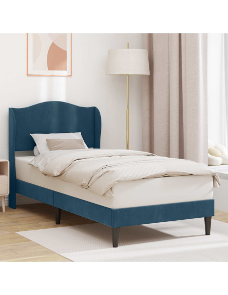 Struttura del letto con testiera Blu 80 x 200 cm Velluto