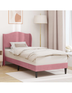 Struttura del letto con testiera Rosa 90 x 190 cm Velluto