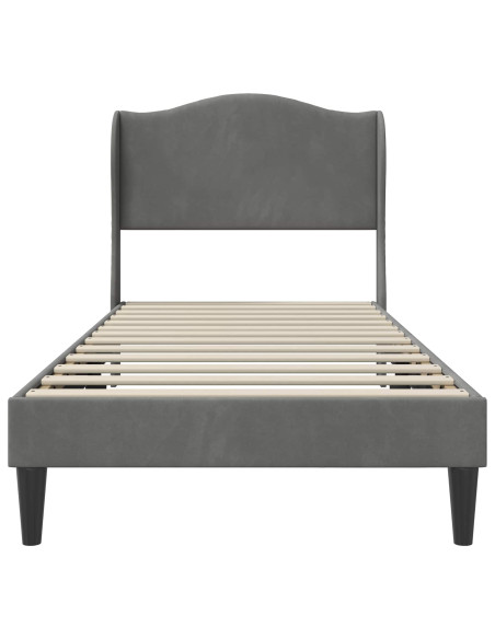 Struttura del letto Grigio Scuro 90 x 190 cm Velluto