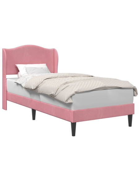 Struttura del letto con testiera Rosa 90 x 190 cm Velluto