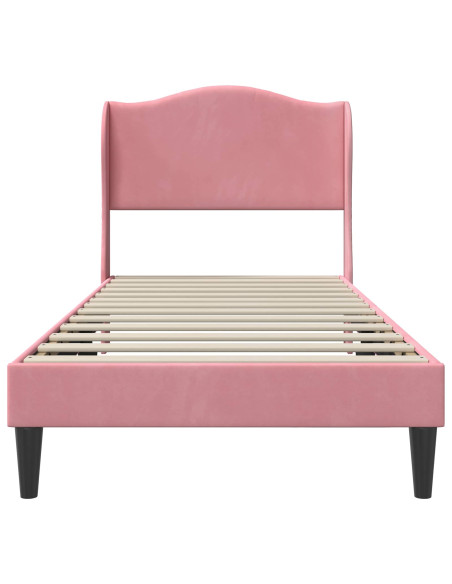Struttura del letto con testiera Rosa 90 x 190 cm Velluto