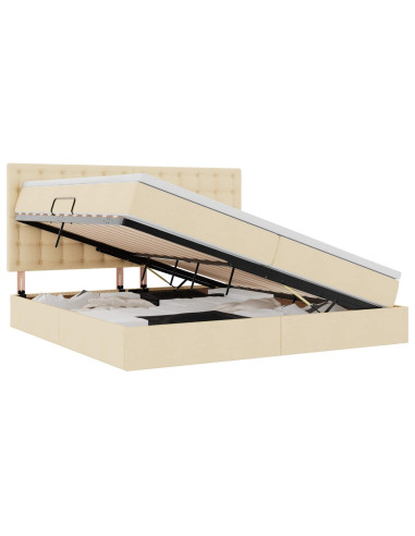 Letto con contenitore e materasso Crema 200 x 200 cm Poliestere