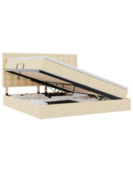 Letto con contenitore e materasso Crema 200 x 200 cm Poliestere