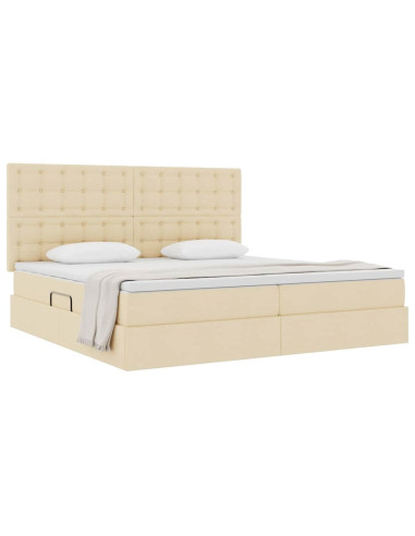 Letto con contenitore e materasso Crema 200 x 200 cm Poliestere