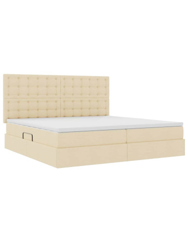Letto con contenitore e materasso Crema 200 x 200 cm Poliestere