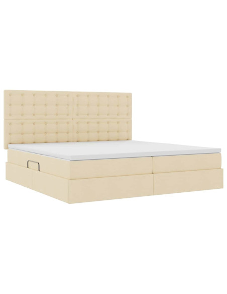 Letto con contenitore e materasso Crema 200 x 200 cm Poliestere