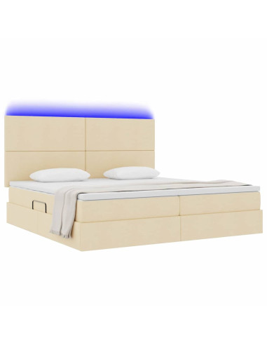 Letto con contenitore e LED Crema 200 x 200 cm Poliestere