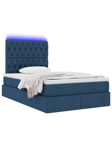 Letto con contenitore e LED con led Blu 120 x 190 cm Poliestere