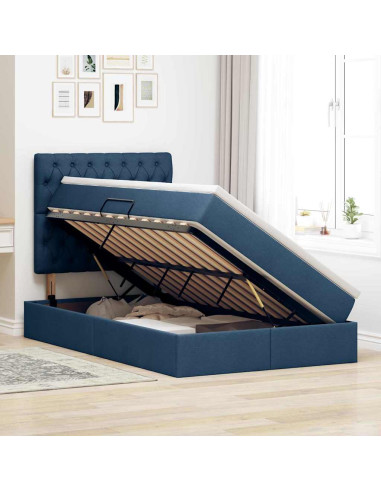 Letto con contenitore e LED con led Blu 120 x 190 cm Poliestere