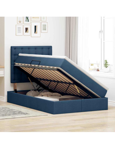 Letto con contenitore e LED con led Blu 120 x 190 cm Poliestere
