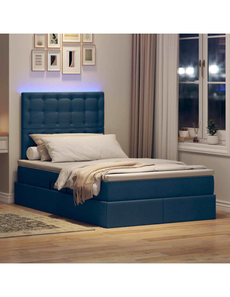 Letto con contenitore e LED con led Blu 120 x 190 cm Poliestere