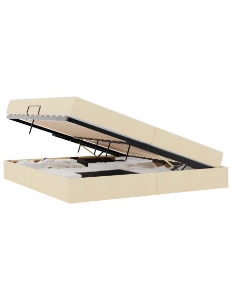 Letto con contenitore e materasso Crema 200 x 200 cm Poliestere