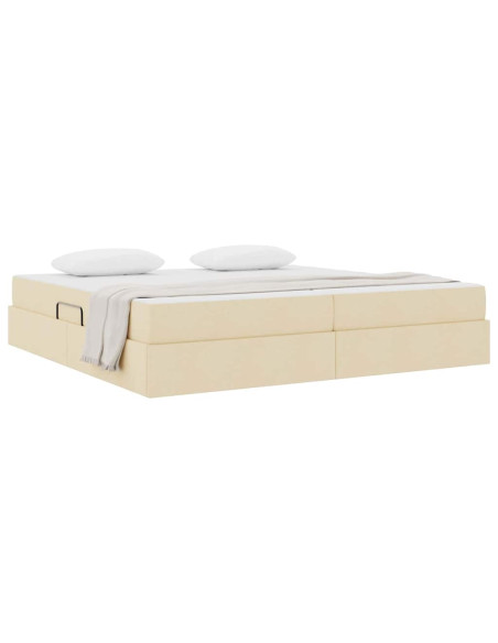 Letto con contenitore e materasso Crema 200 x 200 cm Poliestere