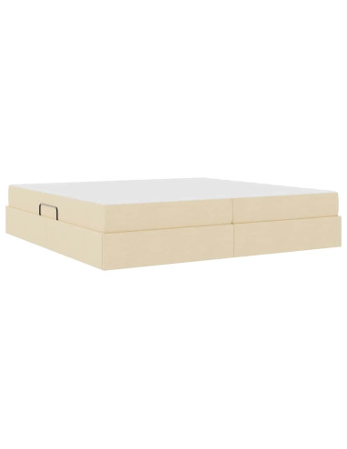 Letto con contenitore e materasso Crema 200 x 200 cm Poliestere