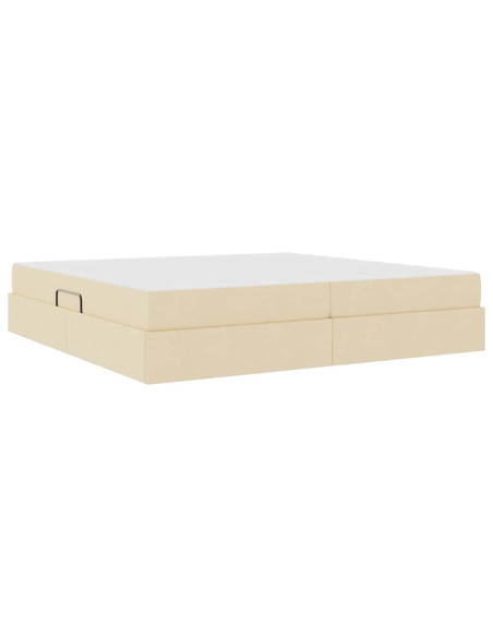 Letto con contenitore e materasso Crema 200 x 200 cm Poliestere