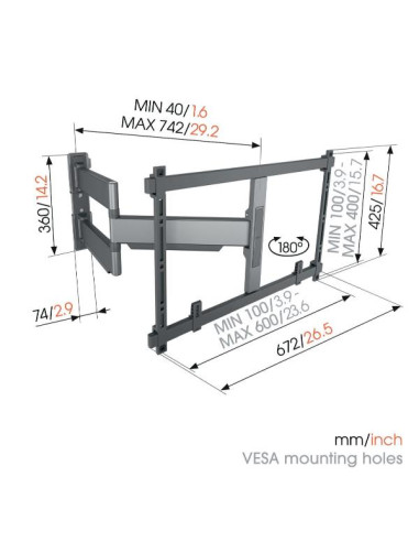 TVM 5845 FULL MOTION+ MOUNT XL