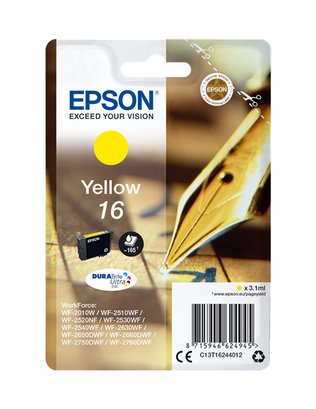 EPSON CART INK GIALLO PER WF-2510WF, WF-2520NF, WF-2530WF WF-2540WF SERIE 16 PENNA E CRUCIVERBA