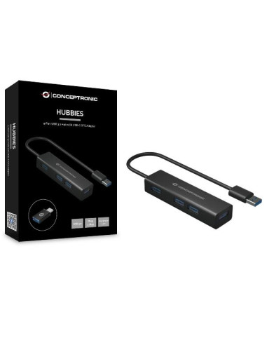 4-PORTS USB 3.0 HUB WITH USB-C ADAP