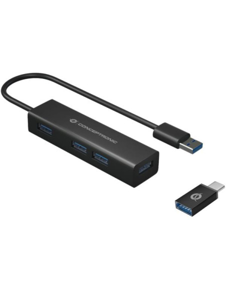 4-PORTS USB 3.0 HUB WITH USB-C ADAP