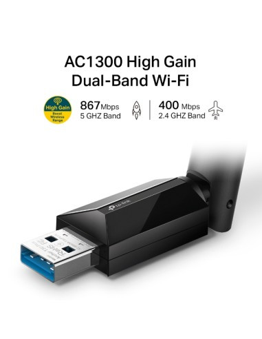 TP-LINK ARCHER T3U PLUS USB WIRELESS DUAL BAND AC1300 antenna esterna
