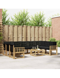 Set di divani da esterno con cuscino 10 pcs Bianco e Nero