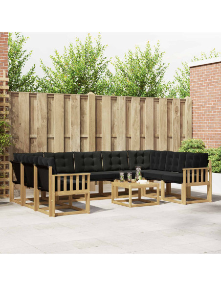 Set di divani da esterno con cuscino 10 pcs Bianco e Nero