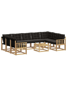 Set di divani da esterno con cuscino 10 pcs Bianco e Nero 2