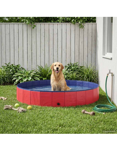 Piscina per Cani Rosso Ø200 x 30 cm PVC Spesso
