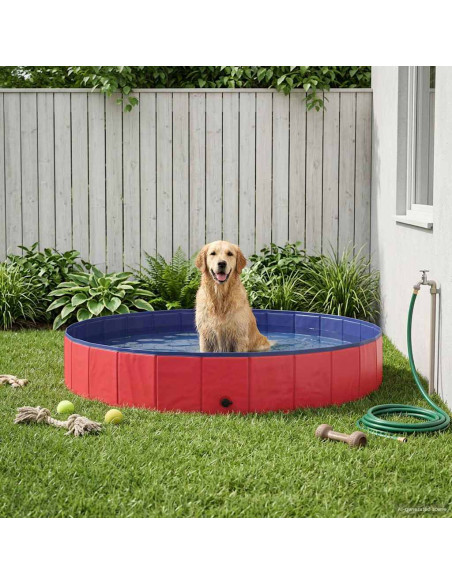Piscina per Cani Rosso Ø200 x 30 cm PVC Spesso