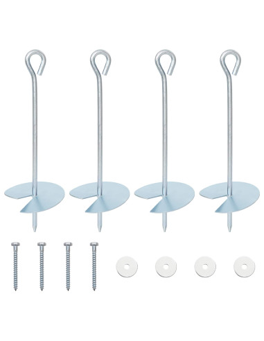 Ancora per Terra 4 pcs Argento Ø10 x 30 cm Metallo Galvanizzato