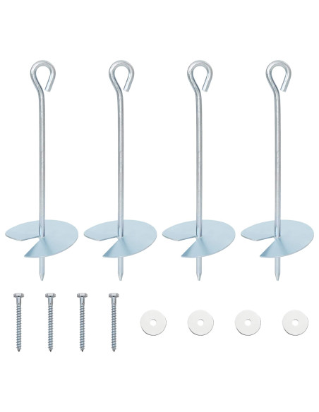 Ancora per Terra 4 pcs Argento Ø10 x 30 cm Metallo Galvanizzato