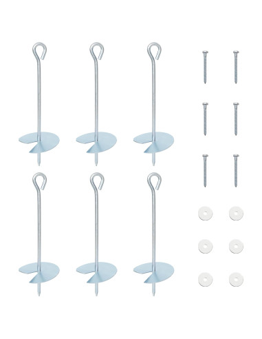 Ancora per Terra 6 pcs Argento Ø10 x 30 cm Metallo Galvanizzato