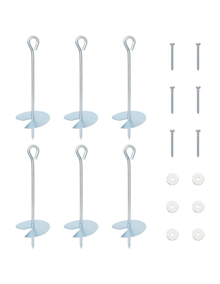Ancora per Terra 6 pcs Argento Ø10 x 30 cm Metallo Galvanizzato