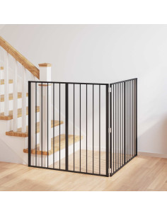 Cancello per cani 2 pcs Nero 100 x 100 cm Acciaio zincato