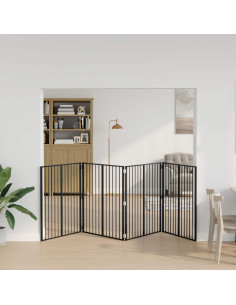 Cancello per cani 4 pcs Nero 100 x 100 cm Acciaio zincato