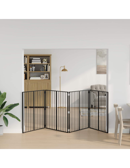 Cancello per cani 4 pcs Nero 100 x 100 cm Acciaio zincato
